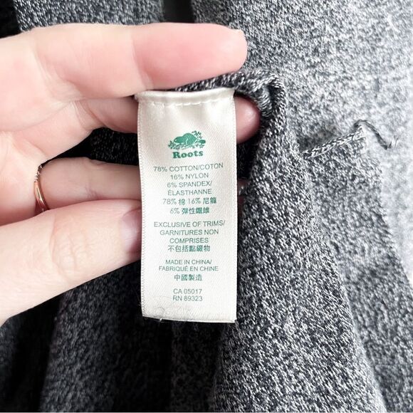 Roots Cabin Shawl Open Cardigan Side Slits Pockets Women's M Black White Heather - Picture 5 of 8